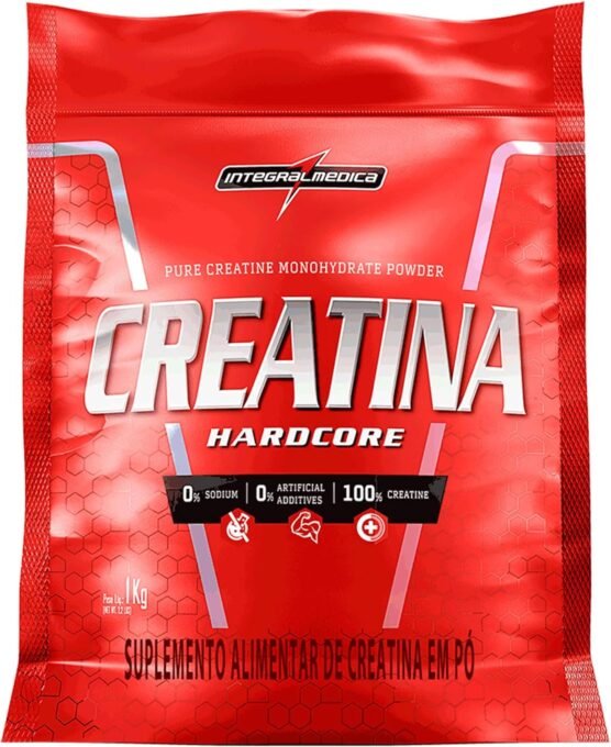 Creatina Integralmedica Hardcore 1kg Monohidratada 1 Integralmedica Creatina Hardcore - Pura Creatina Monohidratada em Pó - Suplemento para Ganho de Massa Muscular, Força e Resistência - Pouch 1kg